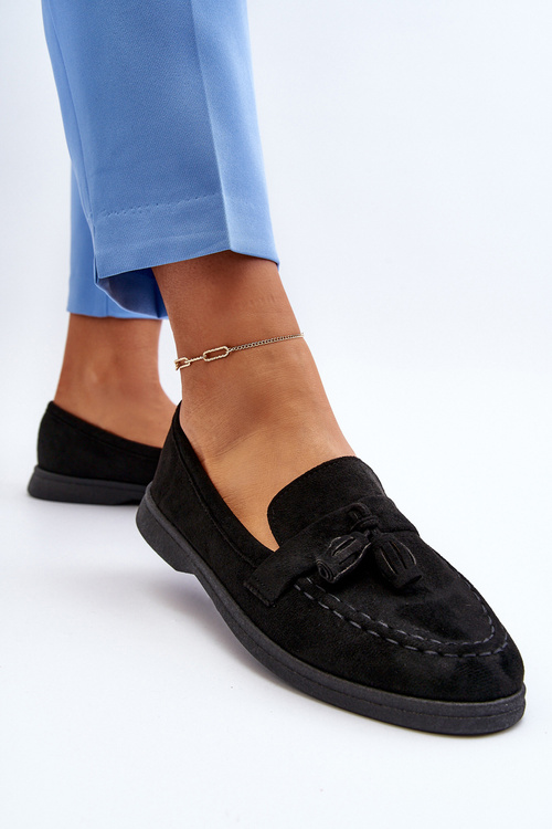 Damskie Zamszowe Mokasyny Czarne Dansitu