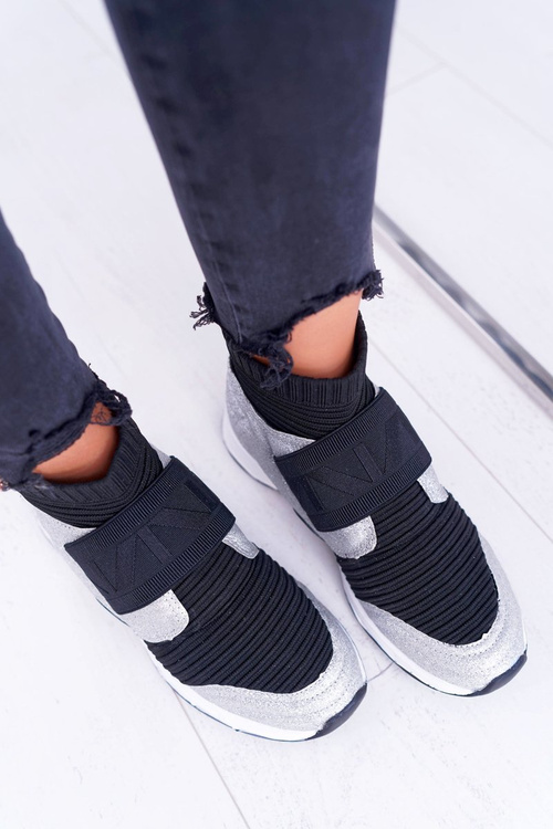 Obuwie Sportowe Damskie Lu Boo Ze Skarpetą Srebrny Brokat Phantom