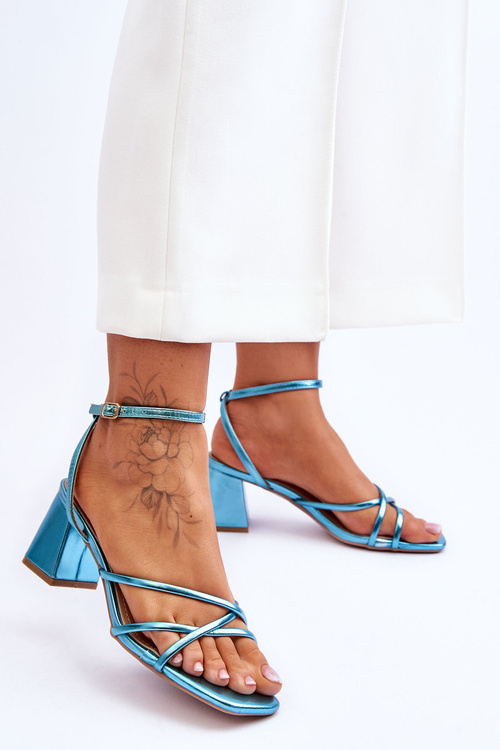 Modne Sandałki Na Obcasie Niebieskie Felisa