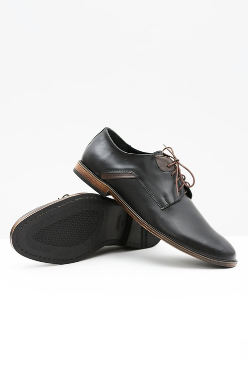 Męskie Półbuty Bednarek Eleganckie Skórzane Czarne Edgardo