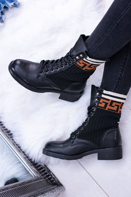 Damskie Botki Skarpetkowe Czarne Herse