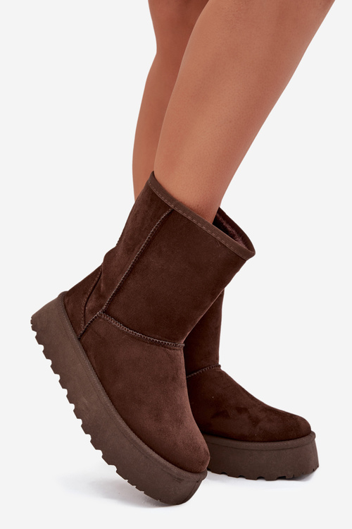 Damskie Śniegowce Ocieplone Futerkiem Czekoladowe Abrams