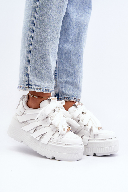 Zazoo 2F-7033 Sneakersy Na Masywnej Platformie Białe