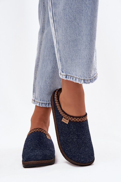 Kapcie Damskie Z Haftem Inblu NL000009 Granatowe