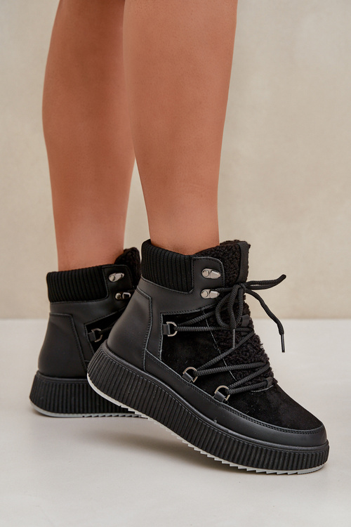 Niskie Śniegowce Na Platformie Czarne Naliora