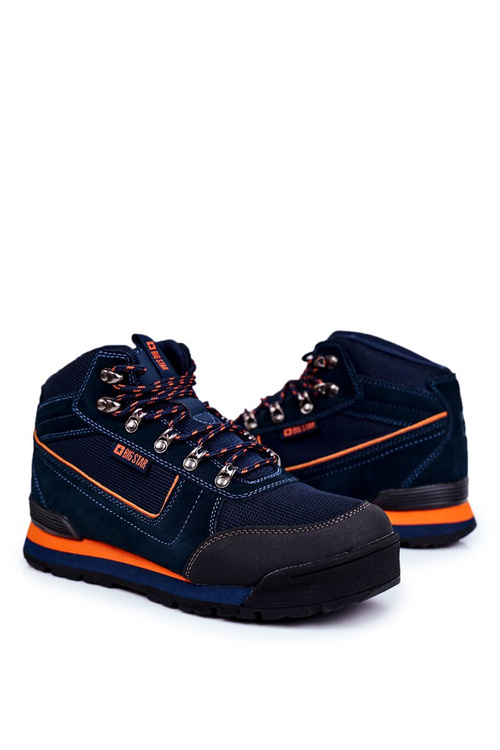 Trekkingowe Męskie Buty Big Star Outdoor Granatowe GG174199