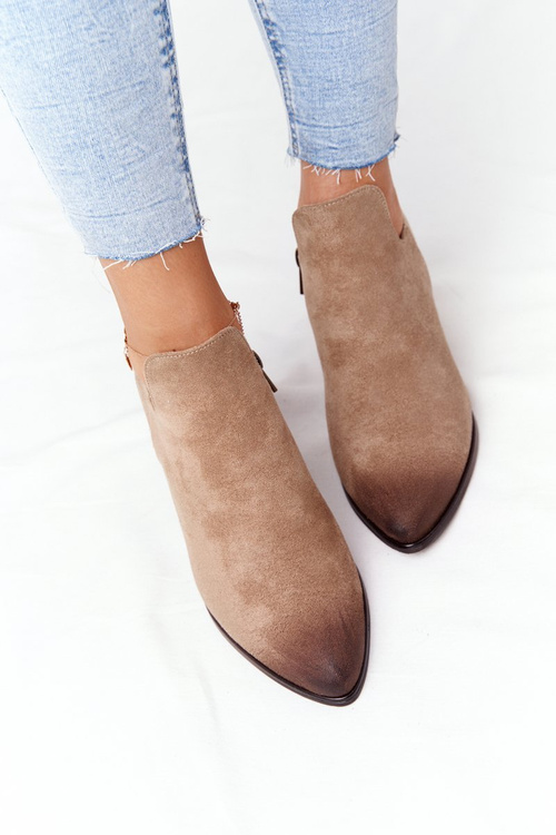 Botki Z Wycięciami Na Słupku Vinceza 21-10558 Beżowe