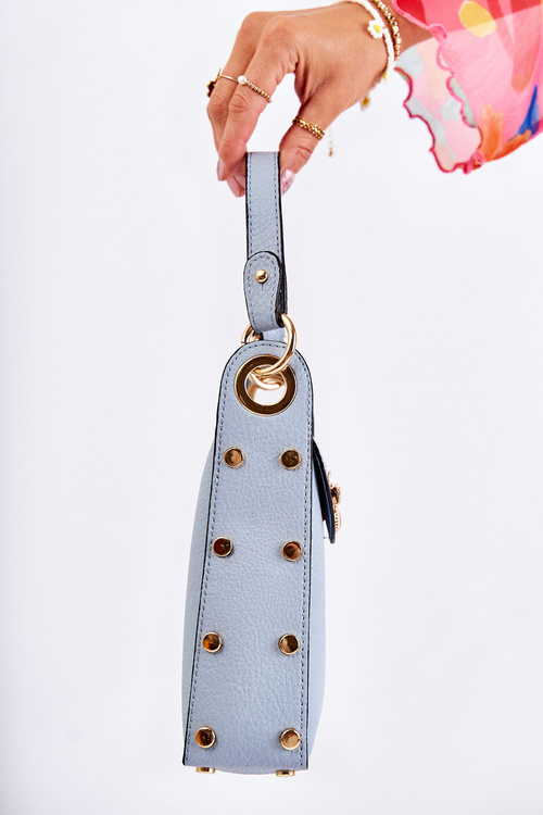 Mała Damska Torebka Z Ozdobą Niebieska Ellies