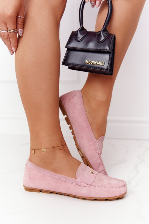 Damskie Zamszowe Mokasyny S.Barski Różowe