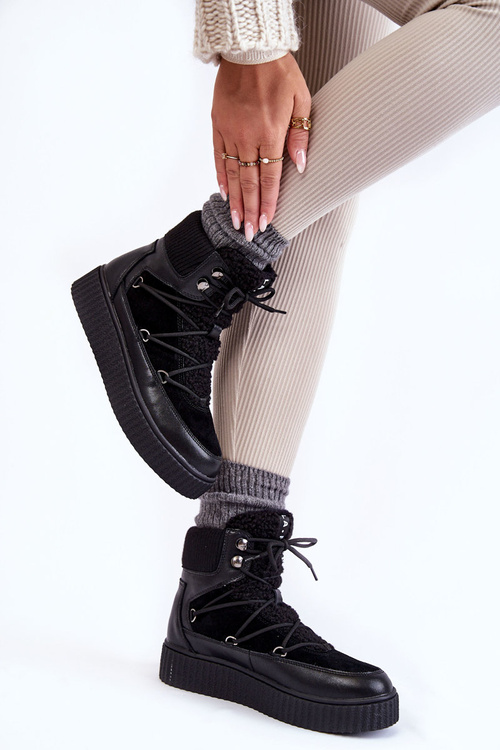 Damskie Botki Śniegowce La.Fi 280072B-QN Czarne