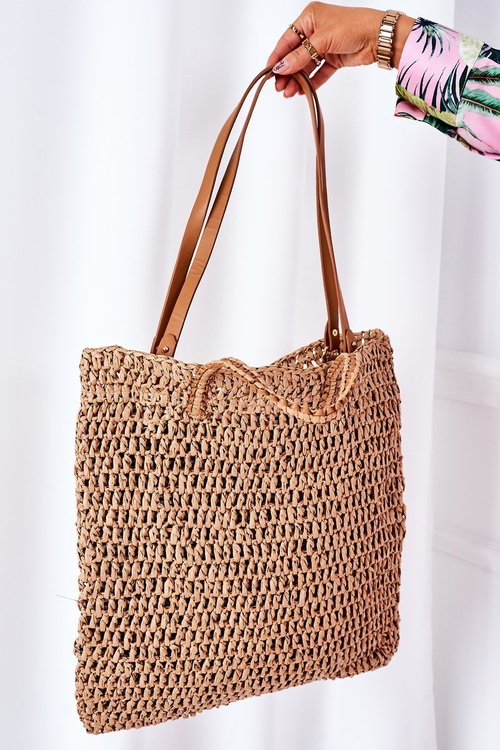 Pleciona Torebka Shopper BRUNO ROSSI Camel