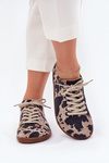 Zamszowe Trampki Barefoot Damskie W Łaty Zazoo N1120 Brązowo-Beżowe