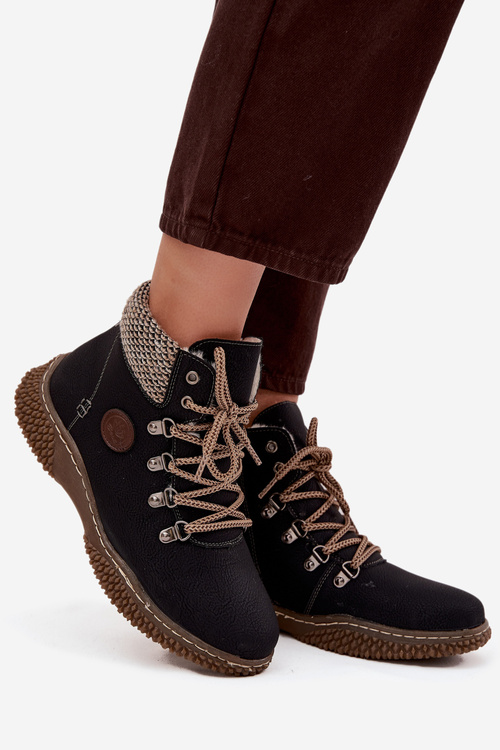 Ocieplane Botki Trapery Damskie Czarne Zenaya