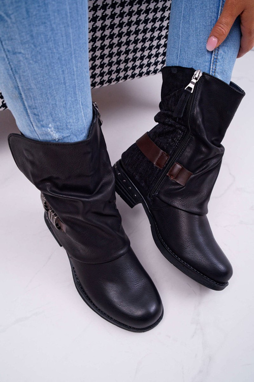 Botki Damskie Wysokie Kowbojki Czarne Winchester