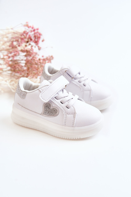 Dziecięce Skórzane Buty Sportowe Na Rzep Białe Baylene