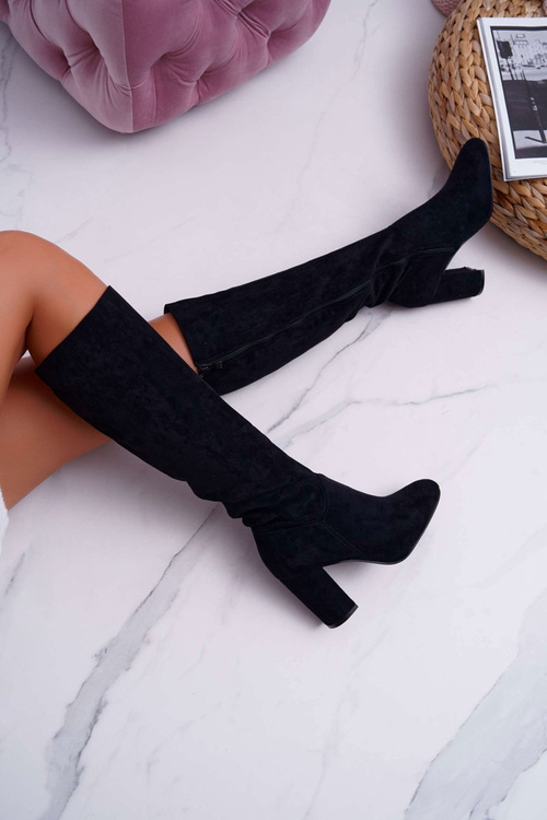 Kozaki Damskie Na Słupku Do Kolana Czarne Mercure