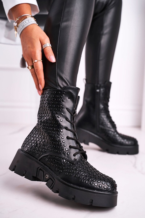 Botki Damskie Na Platformie Grunge Czarne Don't Stop