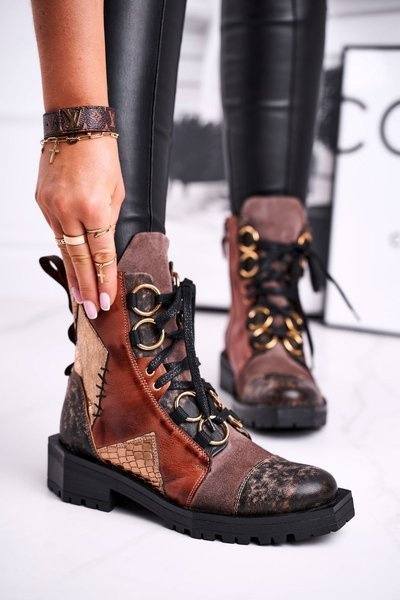 Botki Damskie Skórzane Trzewiki Maciejka Rude 04184-29/00-3