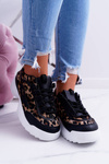 Sportowe Damskie Czarne Buty Leopard Faqundo