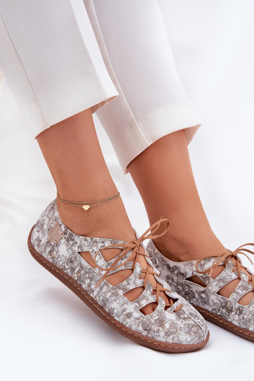 Skórzane Baleriny Z Wycięciami Maciejka 06835-25/00-1 Złote