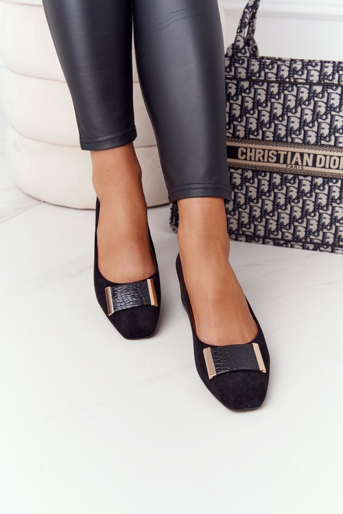 Zamszowe Czółenka Na Obcasie Sergio Leone PB142 Czarne