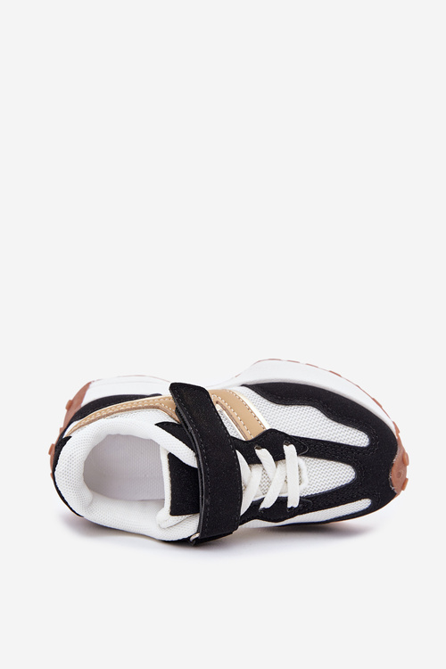 Sneakersy Dziecięce Na Rzep Biało-Czarne Tezzu