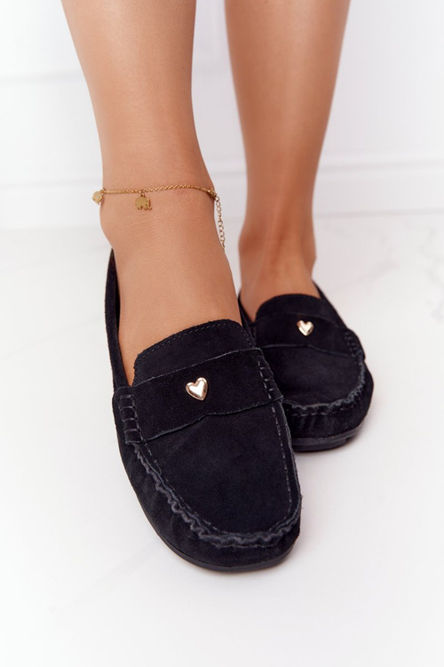 Damskie Zamszowe Mokasyny S.Barski Czarne