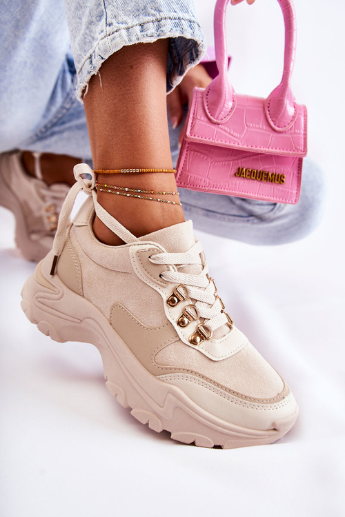 Damskie Zamszowe Buty Sportowe Sneakersy Jasnobeżowe Britany