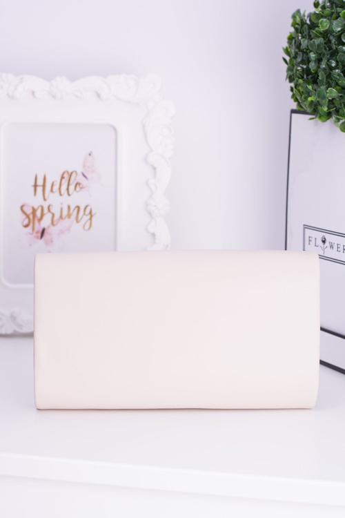 Beżowa Kopertówka Torebka na Łańcuszku