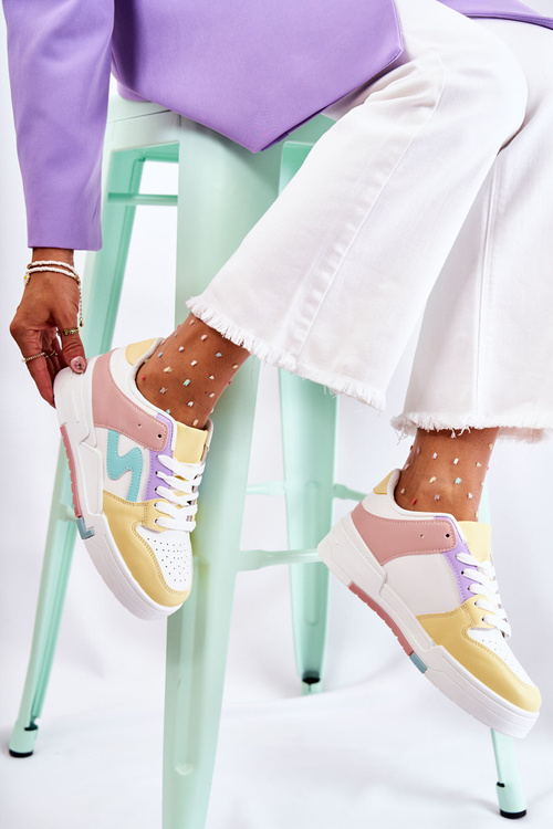 Damskie Skórzane Buty Sportowe Biało-Żólte Francis