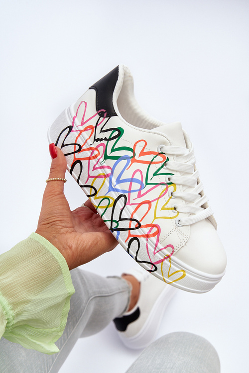 Damskie Sneakersy Z Sercami Białe Claral