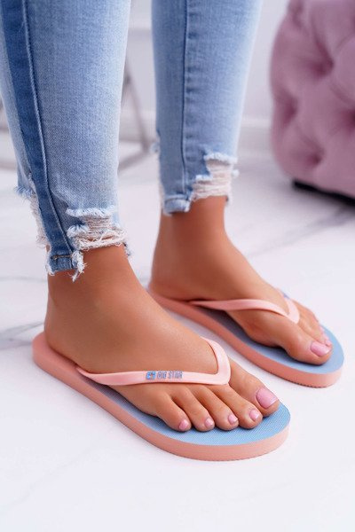 Klapki Damskie Japonki Big Star Łososiowe DD274A241