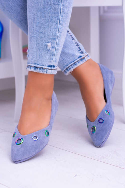 Lu Boo Niebieskie Baleriny W Szpic Benzynowe Oczka Octavia