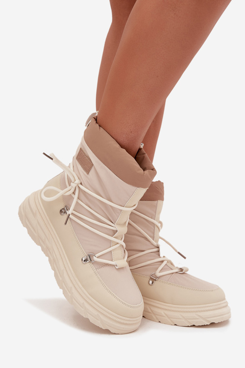 Śniegowce Damskie Na Zamek Lee Cooper LCJ-25-44-3931 Beżowe