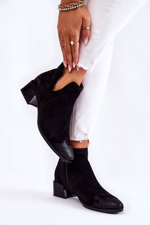 Damskie Klasyczne Botki Na Suwak Czarne Ellene