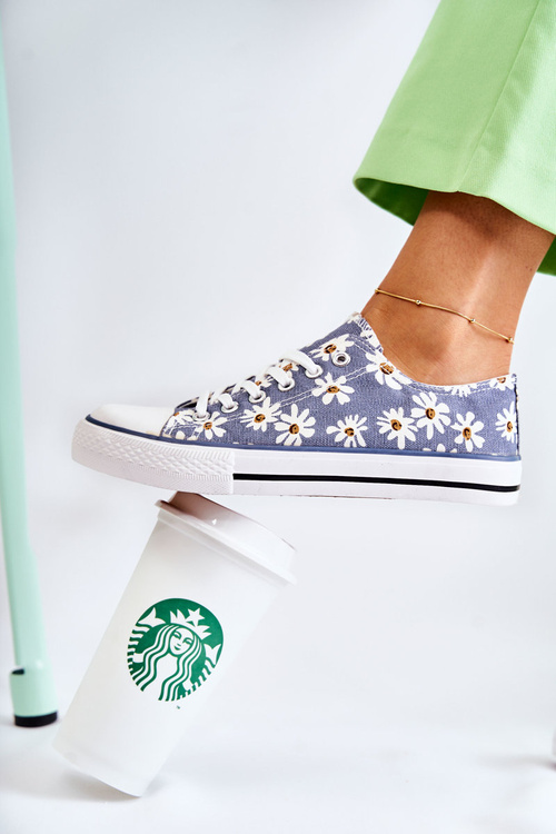 Niskie Damskie Trampki W Kwiaty Niebieskie Janey