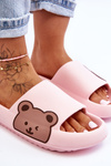 Damskie Lekkie Piankowe Klapki Motyw Misia Różowe Parisso