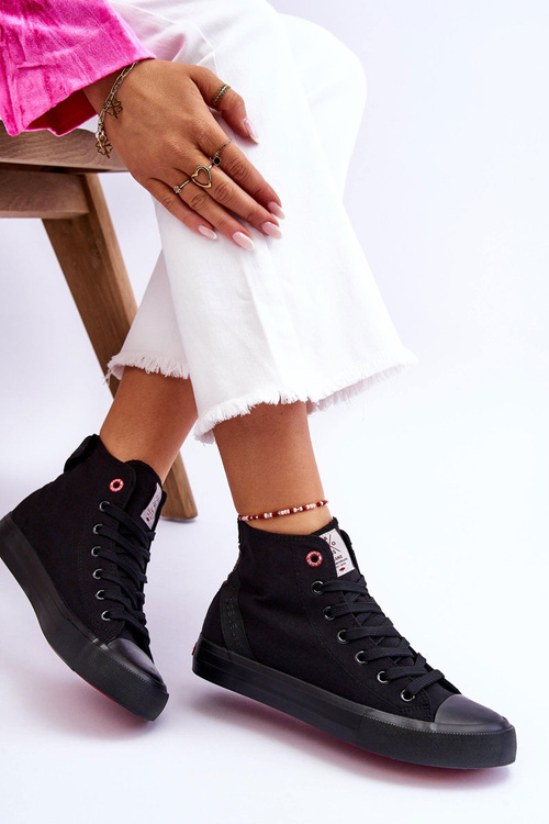 Damskie Klasyczne Wysokie Trampki Cross Jeans LL2R4088C Czarne