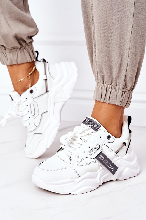 Damskie Sportowe Buty Sneakersy Big Star GG274213 Biało-Szare