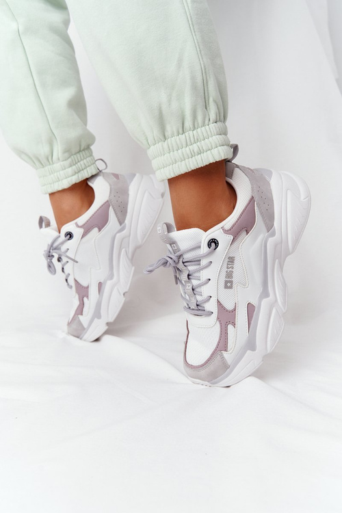 Damskie Sportowe Buty Memory Foam Big Star HH274255 Biało-Fioletowe