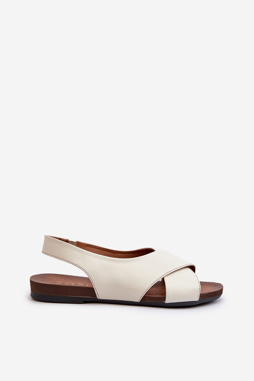 Zazoo 40407 Sandały Skórzane Damskie Jasnobeżowe