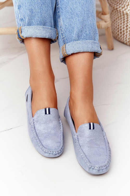 Damskie Zamszowe Mokasyny Niebieskie San Marino