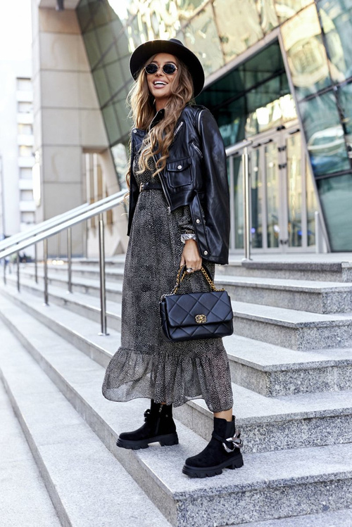 Damskie Ocieplane Botki Sztyblety Czarne Visione