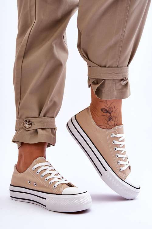 Damskie Trampki Na Masywnej Platformie Beżowe Ember