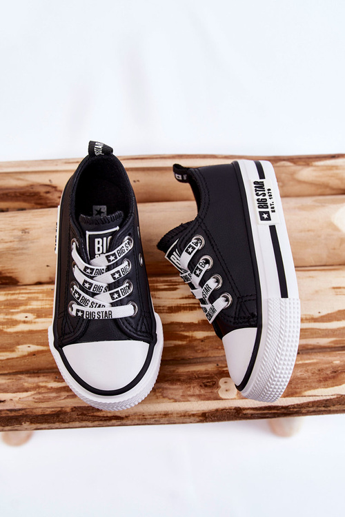 Dziecięce Skórzane Trampki BIG STAR KK374043 Czarno-Białe