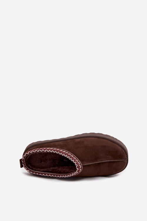 Niskie Śniegowce Damskie Z Haftem Na Platformie Czekoladowe Narirya