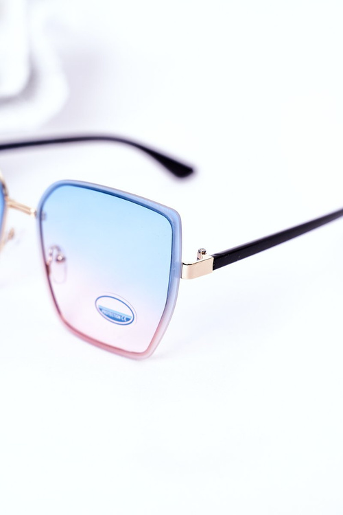 Złote Kwadratowe Okulary Niebiesko-Różowe Ombre