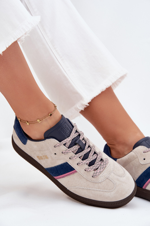 Zamszowe Niskie Sneakersy Damskie Big Star SS274679 HI-POLY SYSTEM Szare