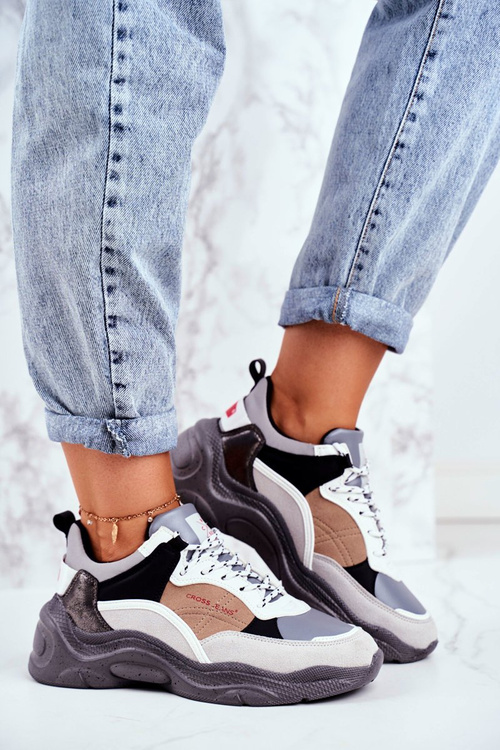 Sportowe Damskie Buty Cross Jeans Szare GG2R4037