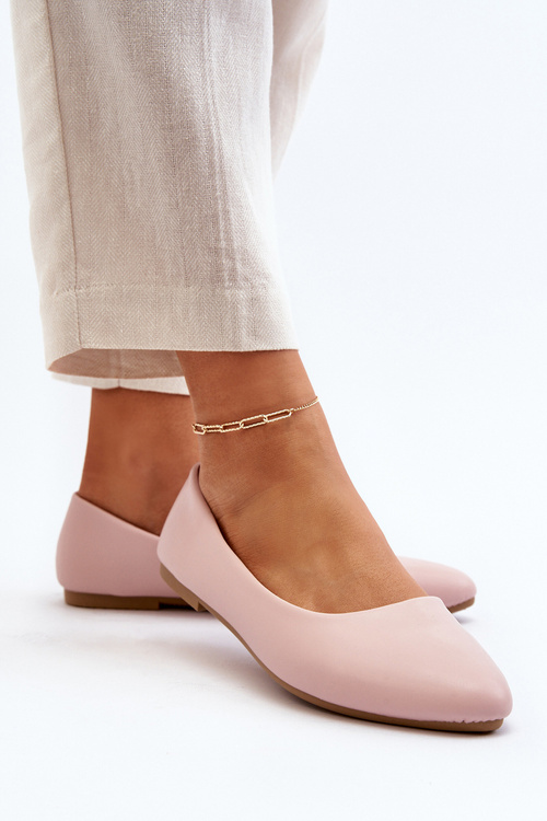 Eko Skórzane Baleriny Damskie Różowe Tindomiel